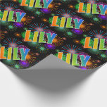 [ Thumbnail: Rainbow First Name "Lily" + Fireworks Wrapping Paper ]