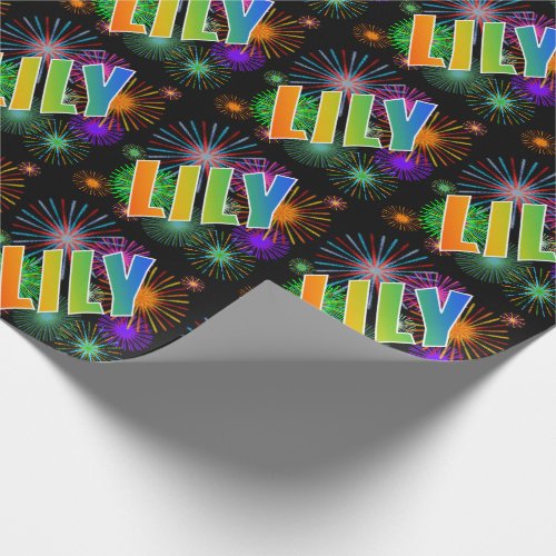 Rainbow First Name LILY  Fireworks Wrapping Paper