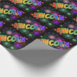 [ Thumbnail: Rainbow First Name "Lincoln" + Fireworks Wrapping Paper ]