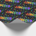 [ Thumbnail: Rainbow First Name "Lincoln" + Stars Wrapping Paper ]