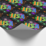 [ Thumbnail: Rainbow First Name "Lisa" + Fireworks Wrapping Paper ]