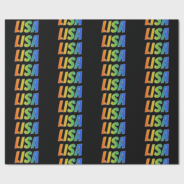 Rainbow First Name "LISA"; Fun & Colorful Wrapping Paper (Flat)