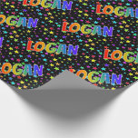 [ Thumbnail: Rainbow First Name "Logan" + Stars Wrapping Paper ]