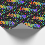 [ Thumbnail: Rainbow First Name "London" + Stars Wrapping Paper ]