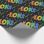 [ Thumbnail: Rainbow First Name "Lori" + Stars Wrapping Paper ]