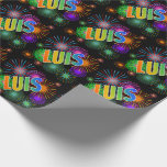 [ Thumbnail: Rainbow First Name "Luis" + Fireworks Wrapping Paper ]