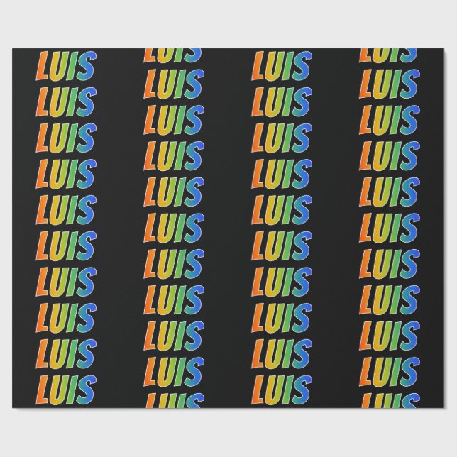 Rainbow First Name "LUIS"; Fun & Colorful Wrapping Paper (Flat)