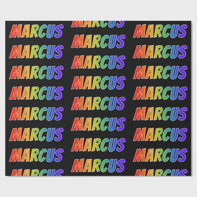 Rainbow First Name "MARCUS"; Fun & Colorful Wrapping Paper (Flat)