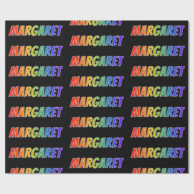 Rainbow First Name "MARGARET"; Fun & Colorful Wrapping Paper (Flat)