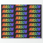 [ Thumbnail: Rainbow First Name "Mason"; Fun & Colorful Wrapping Paper ]