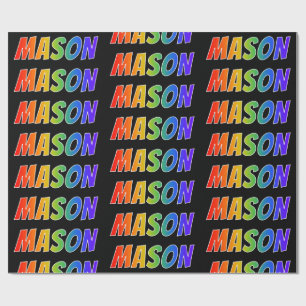 Rainbow First Name "MASON"; Fun & Colorful Wrapping Paper