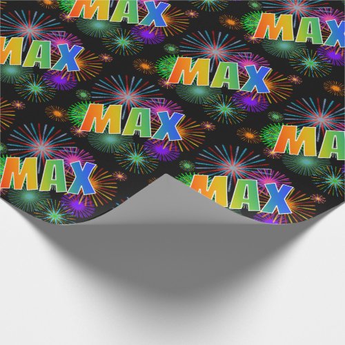 Rainbow First Name MAX  Fireworks Wrapping Paper