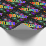 [ Thumbnail: Rainbow First Name "Melinda" + Fireworks Wrapping Paper ]