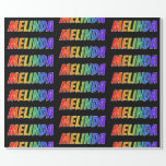 [ Thumbnail: Rainbow First Name "Melinda"; Fun & Colorful Wrapping Paper ]