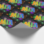 [ Thumbnail: Rainbow First Name "Mia" + Fireworks Wrapping Paper ]