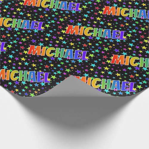 Rainbow First Name MICHAEL  Stars Wrapping Paper