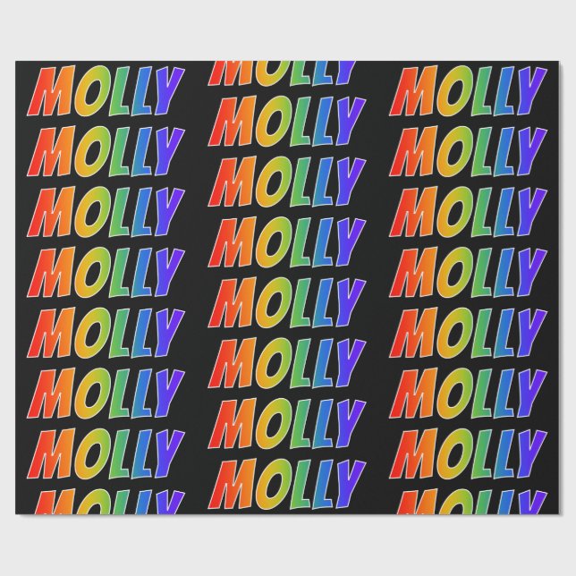 Rainbow First Name "MOLLY"; Fun & Colorful Wrapping Paper (Flat)