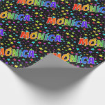 [ Thumbnail: Rainbow First Name "Monica" + Stars Wrapping Paper ]