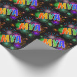 [ Thumbnail: Rainbow First Name "Mya" + Fireworks Wrapping Paper ]