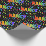 [ Thumbnail: Rainbow First Name "Nancy" + Stars Wrapping Paper ]