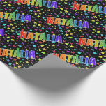 [ Thumbnail: Rainbow First Name "Natalia" + Stars Wrapping Paper ]