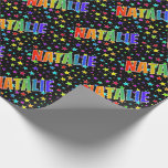 [ Thumbnail: Rainbow First Name "Natalie" + Stars Wrapping Paper ]