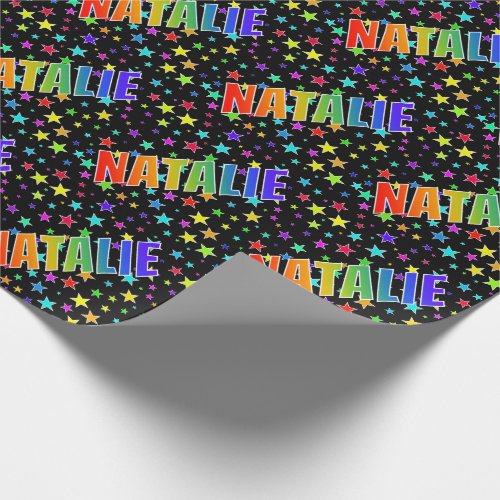 Rainbow First Name NATALIE  Stars Wrapping Paper