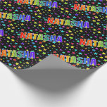 [ Thumbnail: Rainbow First Name "Natasha" + Stars Wrapping Paper ]