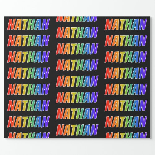 Rainbow First Name NATHAN Fun  Colorful Wrapping Paper