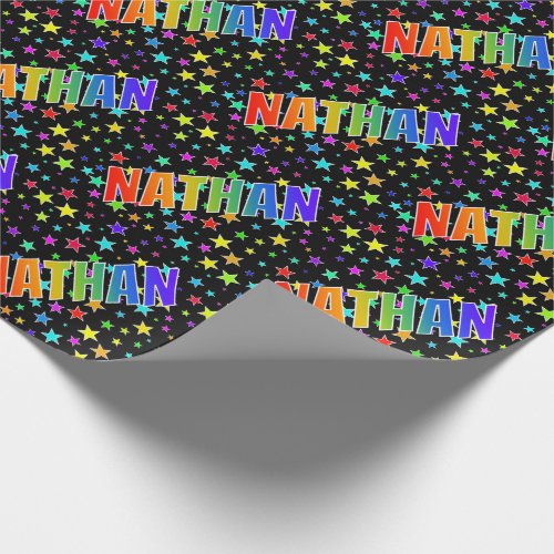 Rainbow First Name NATHAN  Stars Wrapping Paper