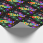 [ Thumbnail: Rainbow First Name "Nathaniel" + Fireworks Wrapping Paper ]