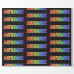 [ Thumbnail: Rainbow First Name "Nathaniel"; Fun & Colorful Wrapping Paper ]