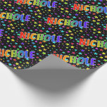 [ Thumbnail: Rainbow First Name "Nichole" + Stars Wrapping Paper ]