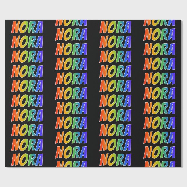 Rainbow First Name "NORA"; Fun & Colorful Wrapping Paper (Flat)