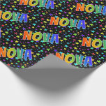 [ Thumbnail: Rainbow First Name "Nova" + Stars Wrapping Paper ]