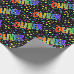 [ Thumbnail: Rainbow First Name "Oliver" + Stars Wrapping Paper ]