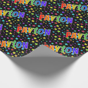 Rainbow First Name "PAYTON" + Stars Wrapping Paper