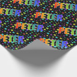 [ Thumbnail: Rainbow First Name "Peter" + Stars Wrapping Paper ]
