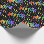[ Thumbnail: Rainbow First Name "Peyton" + Stars Wrapping Paper ]