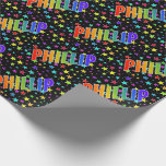 [ Thumbnail: Rainbow First Name "Phillip" + Stars Wrapping Paper ]