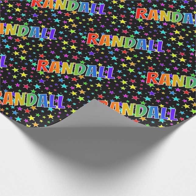 Rainbow First Name "RANDALL" + Stars Wrapping Paper (Corner)