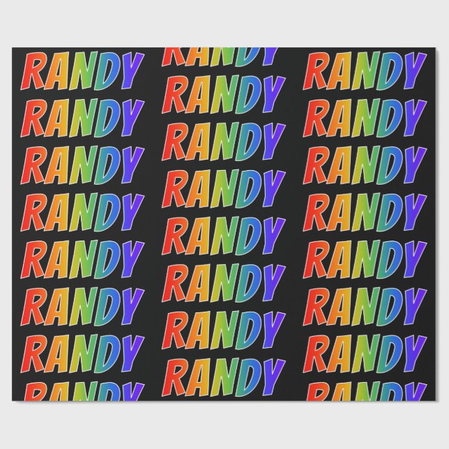 Rainbow First Name "RANDY"; Fun & Colorful Wrapping Paper (Flat)