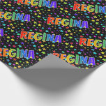 [ Thumbnail: Rainbow First Name "Regina" + Stars Wrapping Paper ]