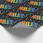 [ Thumbnail: Rainbow First Name "Riley" + Stars Wrapping Paper ]