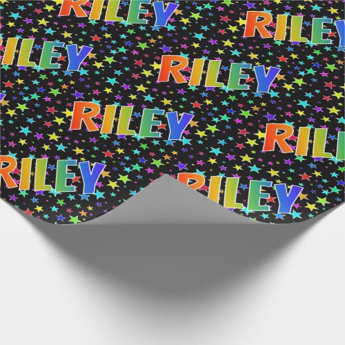 Rainbow First Name RILEY  Stars Wrapping Paper