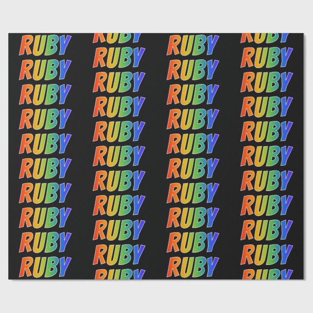 Rainbow First Name "RUBY"; Fun & Colorful Wrapping Paper (Flat)