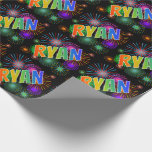 [ Thumbnail: Rainbow First Name "Ryan" + Fireworks Wrapping Paper ]