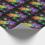 [ Thumbnail: Rainbow First Name "Sawyer" + Fireworks Wrapping Paper ]