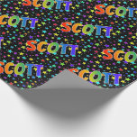 [ Thumbnail: Rainbow First Name "Scott" + Stars Wrapping Paper ]