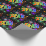 [ Thumbnail: Rainbow First Name "Sean" + Fireworks Wrapping Paper ]